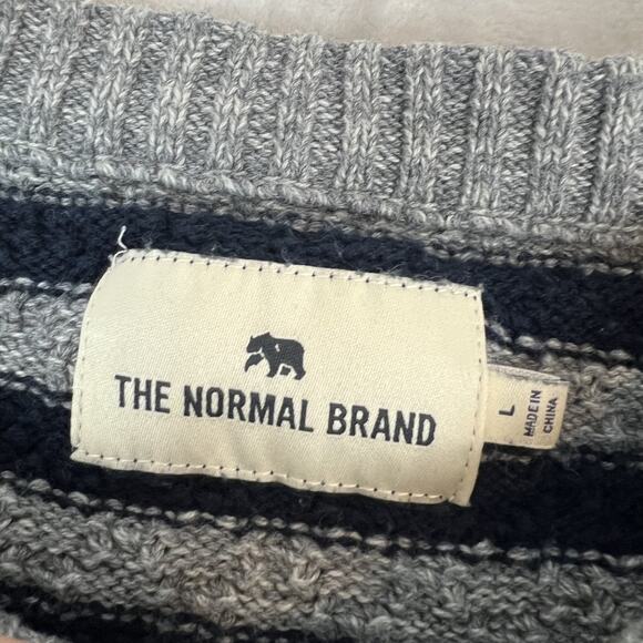 The Normal Brand Sweater Mens Large Gray Pique Stitch Crew Coastal Preppy Cozy - Picture 4 of 9